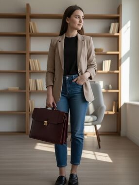 Vintage Italian Buffalo Leather Briefcase – Timeless Luxury Work Bag